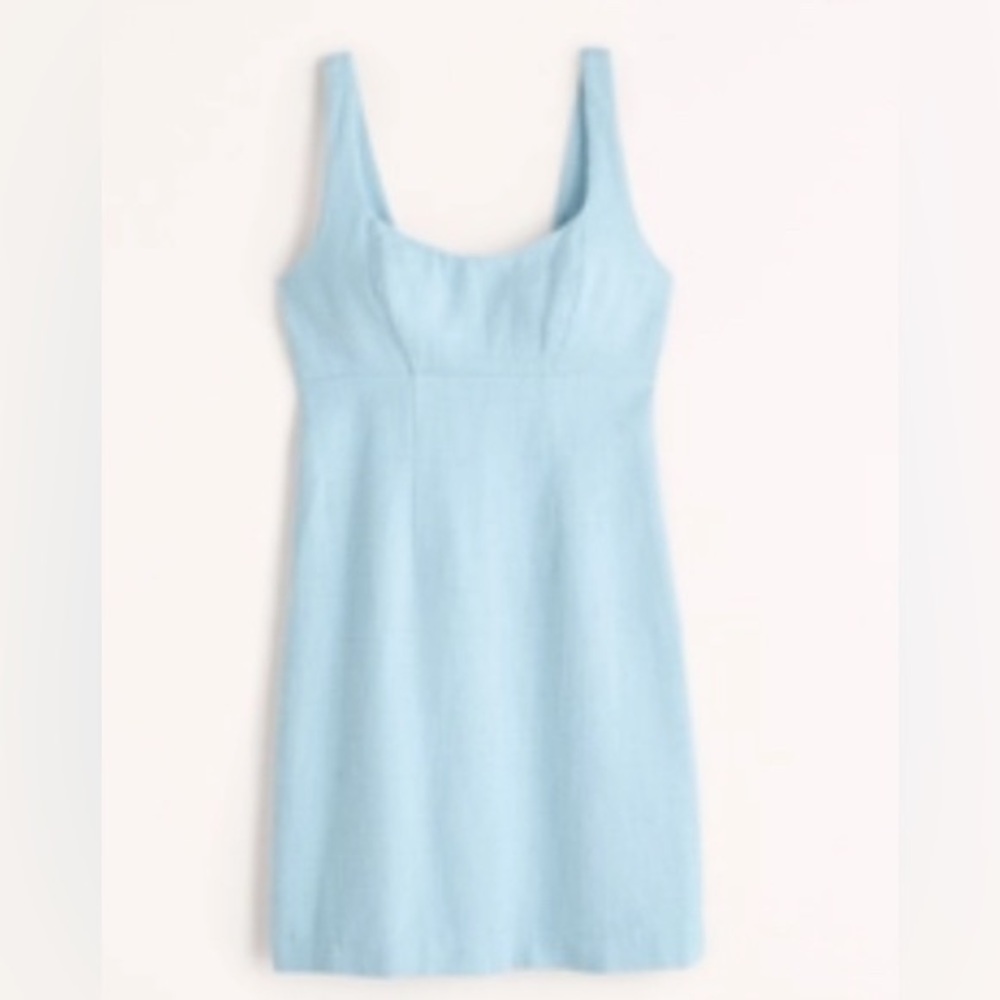 NWT Abercrombie & Fitch Tweed Corset Mini Dress Light Blue - size Small Tall